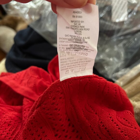 NWT Joan Rivers Open-Front Crochet Cardigan Red Sweater L - Picture 14 of 15